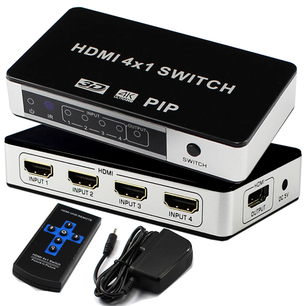 HDMI переключатель 4x1 4k @ 30Hz изображение на картинке 4 в 1 из hdmi селектора Функция PIP