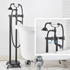 Bronze Black Floor Standing Faucet Dual Handles Hot Cold Water Shower Mixer For Bathroom Bathtub Shower Faucet Shower Mixer 4