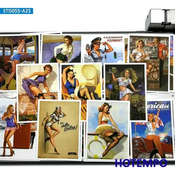 

25pcs Retro Sexy Beauty Show Girls Posters Lady Picture Style Stickers for Mobile Phone Laptop Luggage Skateboard Decal Stickers