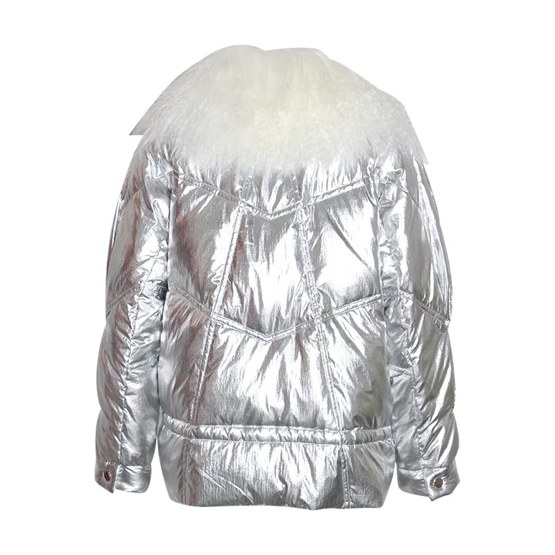 HIGH STREET/Новинка года; зимнее дизайнерское Стильное короткое пуховое пальто из овечьей шерсти черного, серебристого и розового цветов;