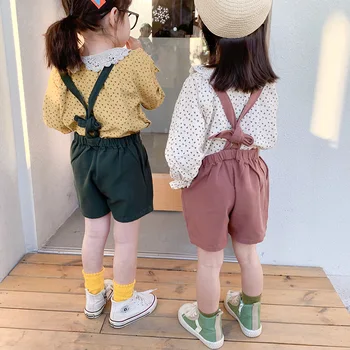 

2020 Spring Summer Toddler Baby Overalls Short Suspender Pants with Bow Baby Girls Overall Vintage Cute Shorts Overalls for Kids