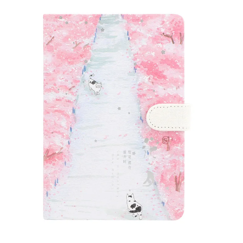 1pcs New diary book Sakura notebook girl heart account diary plan notebook small fresh magnetic buckle notebook diary A5 - Цвет: 06