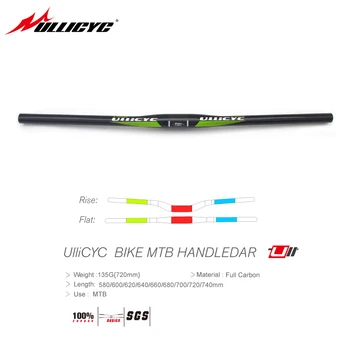 

Ullicyc green Wing sign MTB Handlebar 3K Weave Full Carbon Fibre Handlebar Flat/Rise Bike Handlebar Bicycle Parts 31.8*580-740mm
