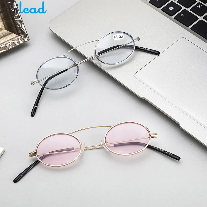 

Zilead Oval Metal Reading Glasses Small Frame Color Lens Prebyopia Spectacles For Men Women Ultralight Hyperopia Eyeglasses