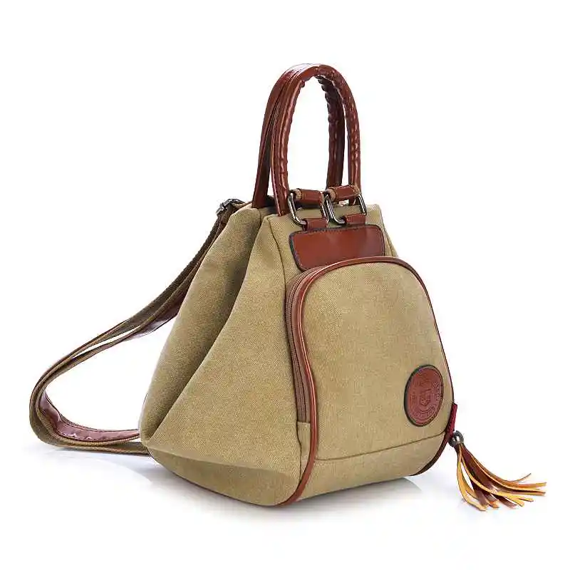 

Fashion Canvas Backpack Women Leisure Back Pack Ladies Knapsack Casual Backbags for School Teenage Classic Bagpack With Tassel
