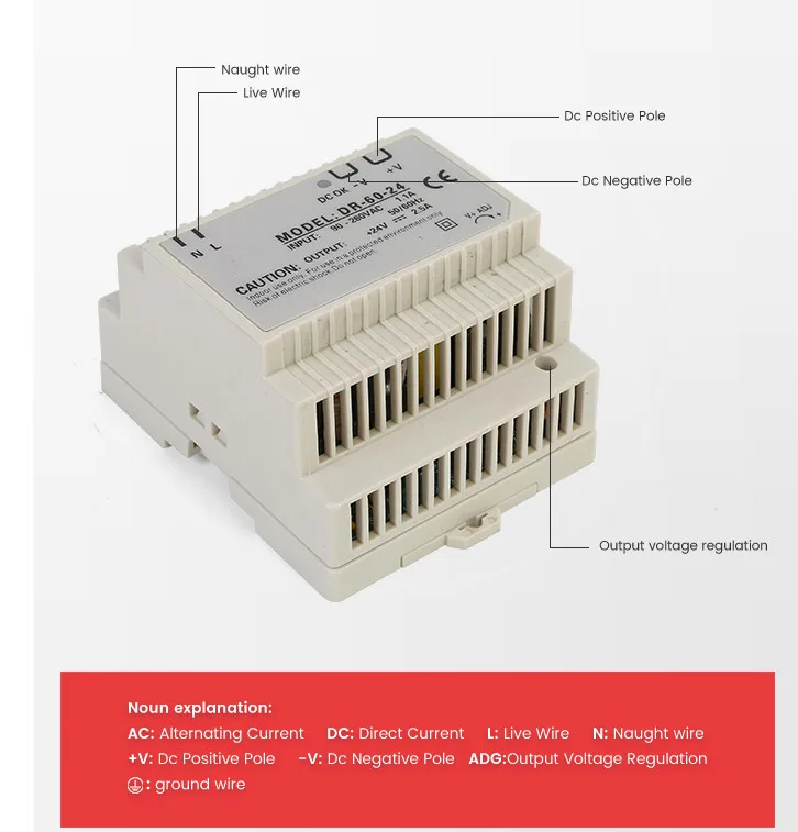 Saída DC, SMPS, DR15W, 30W, 45W, 60W para luz LED CNC