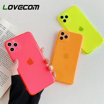

LOVECOM Camera Protection Phone Case For iPhone 11 Pro Max XR XS Max 7 8 Plus X Florescent Transparent Soft TPU Phone Back Cover