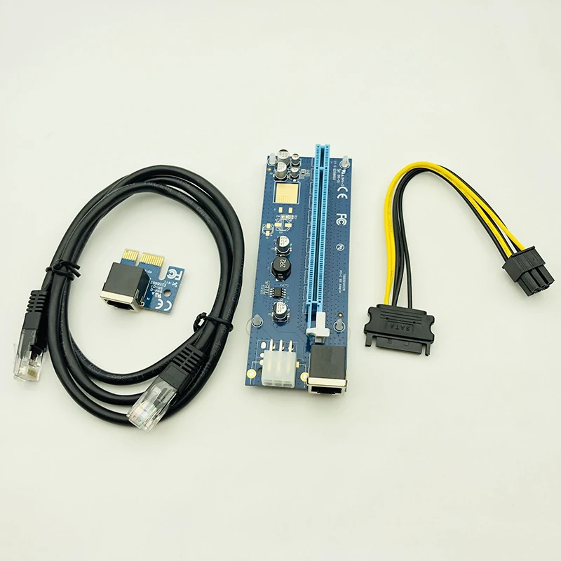 Computer Cable & Connectors PCIE Riser Card PCI Express PCIE 1X to 16X Adapter 6Pin 4Pin Molex Power RJ45 Cable for Miner Mining