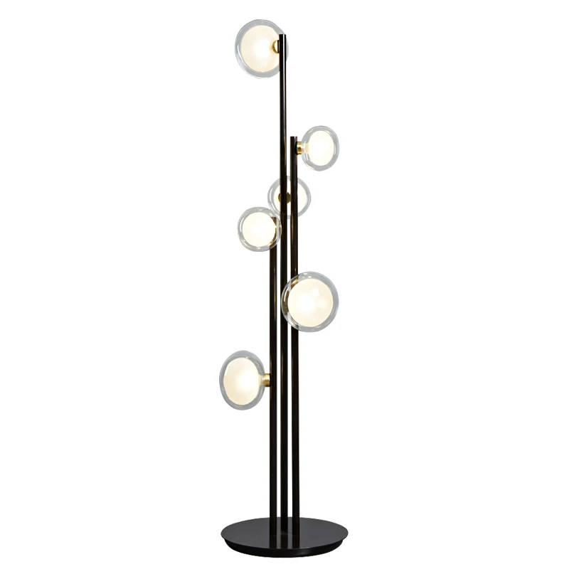 

Foyer Personality Floor Lamp Creative 6 Light Clear Glass Lampshade Nordic Designer Hotel Model Room Office Vertical Floor Light