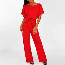 Women Jumpsuits Fashion Solid Color Short Sleeve O-neck Clubwear Straight Leg Jumpsuit With Belt Monos de Fiesta 2020 New Hot E Women Jumpsuits Fashion Solid Color Short Sleeve O-neck Clubwear Straight Leg Jumpsuit With Belt Monos de Fiesta 2020 New Hot E