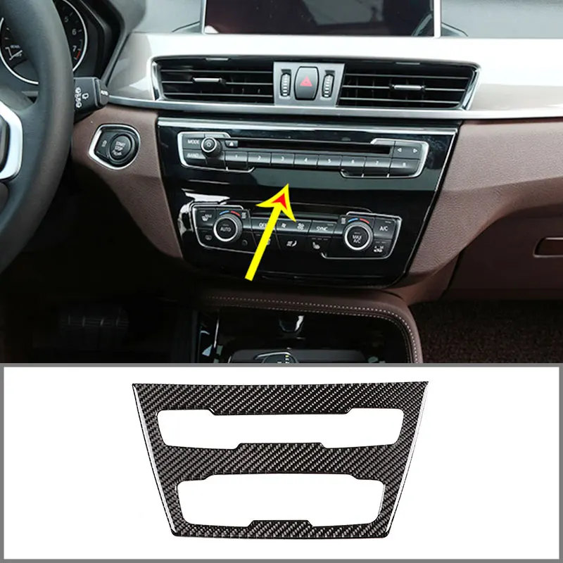

For BMW X1 2016-2019 Central Control Volume Box Protective Cover Real Carbon Fiber (Soft) Car Interior Modification Accessories