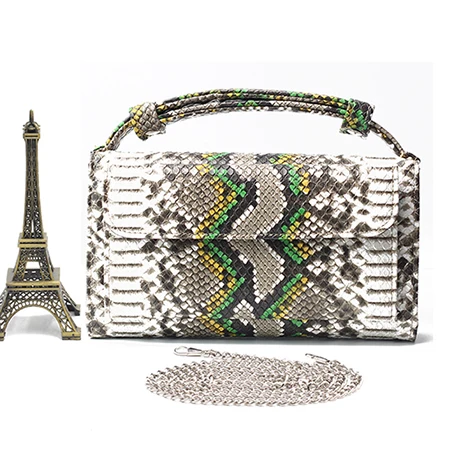XMESSUN сумка из натуральной кожи с узором питона, сумочка, роскошный бренд, змеиная кожа, дневной клатч, дизайнерская сумка через плечо, трендовая сумка - Цвет: Python Green