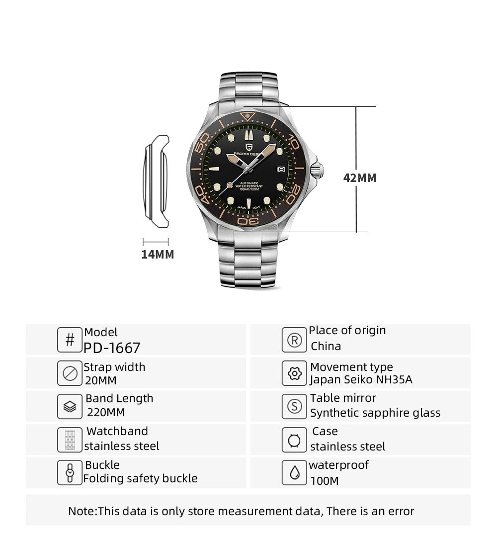 New PAGANI DESIGN Men's Watches Retro Mechanical watch for men top Luxury automatic watch Men NH35 Round sapphire Clock man