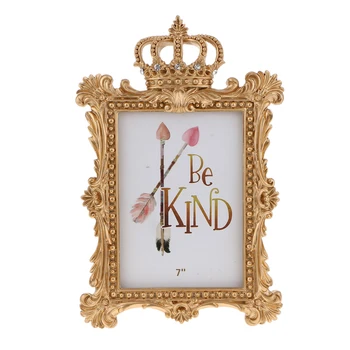 

Gold Crown Resin Picture Photo Frame Baroque Luxury Style Home Décor Photo Frame Tabletop Frame with Stand Decoration