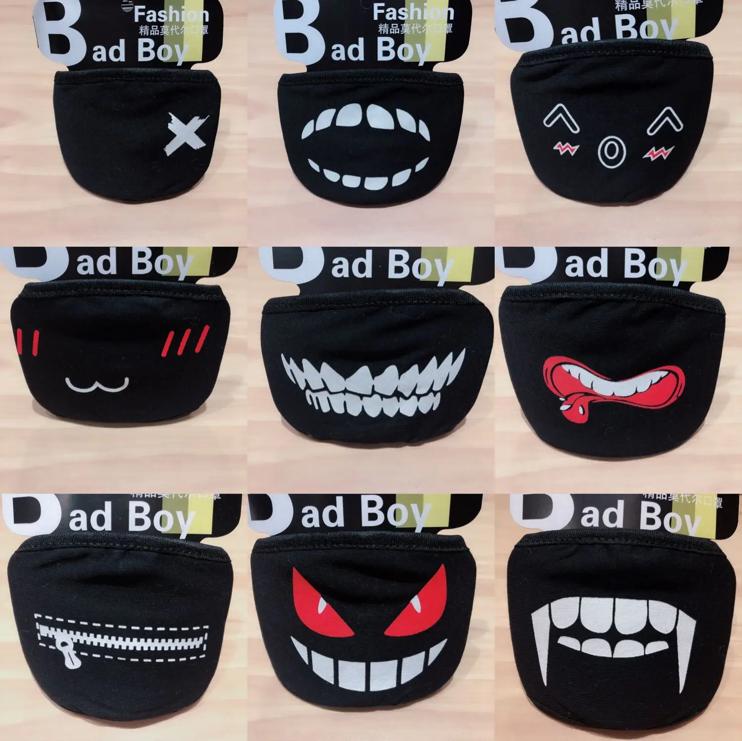 22 стиля черный мультфильм рот маска Kpop зубы рот муфельные маски со ртом для лица женщин мужчин Анти-пыль Хлопок Милый Медведь Аниме маски