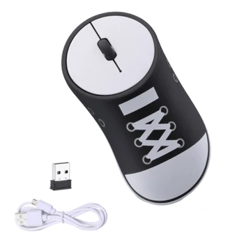 

2.4GHz Wireless Mouse Cool Canvas Shoe Shape Rechargeable Wireless Mouse (with USB Receiver), Suitable for PC, Laptop