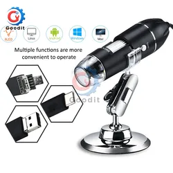 Portable Digital Microscope with Adjustable Magnification and LED Illumination - 1600X (3 in 1 Interface)
