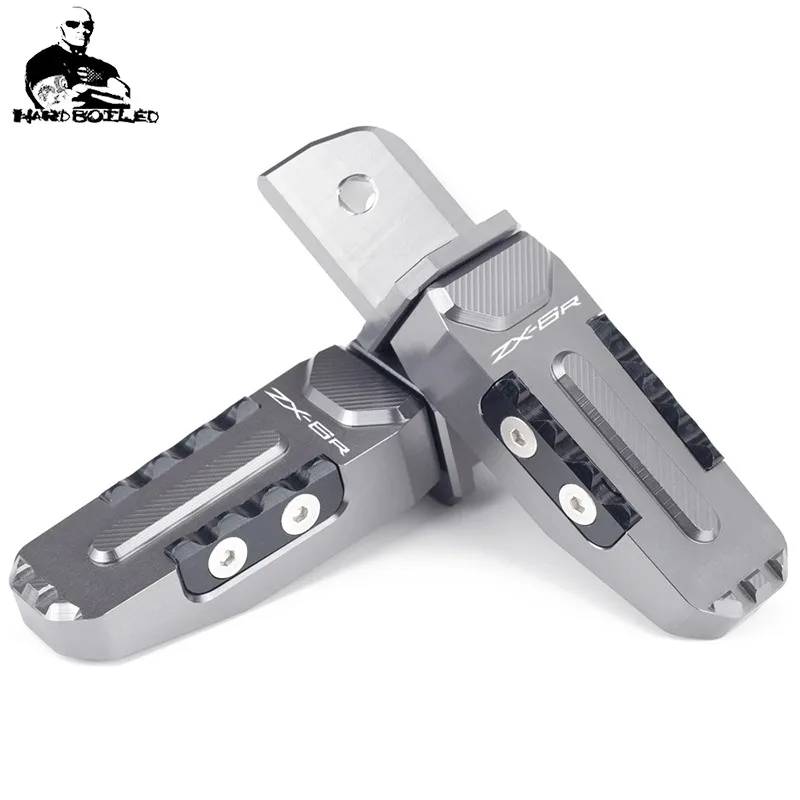 Cnc Алюминиевые мотоциклетные задние Пассажирские подножки педали подножки для Kawasaki ZX6R ZX 6R ZX-6R 2013 - Цвет: Серый