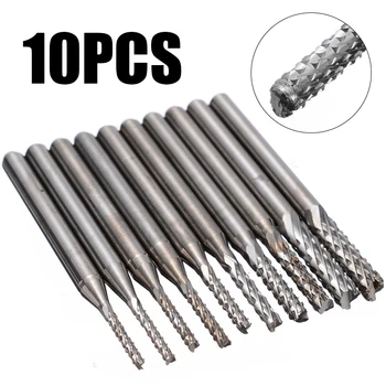 

10pc Corn Milling Cutter 1.3-3.175mm Rotary Mill Burr Tool PCB CNC Engraving End Mill Tungsten Steel Sliver Corn Milling Tools