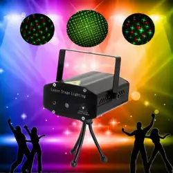 Черный мини красный зеленый светильник Авто/голос Рождество DJ диско светодиодный лазерный сценический Светильник проектор + пульт