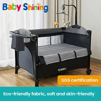 

Baby Crib Mobile Portable Foldable Multifunctional Bb Baby Bed Stitching Big Bed Newborn Small Bed With Mosquito Net for 0-3Y
