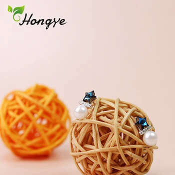 

Hongye Mini Stud Earrings Blue Crystal Korean Version Females Cute Daily Beach Party 925 Silver Fine Jewelry Bijoux Shell Pearls