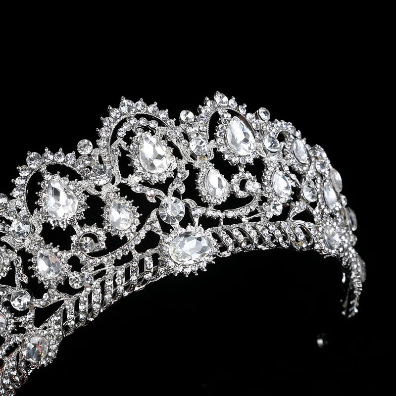 Свадебная тиара, большая Хрустальная Королевская корона, свадебные аксессуары для волос, диадема, головная повязка, пышные украшения для волос, головной убор