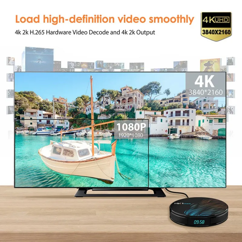 Hot Sale Smart TV Box HK1 max Android 9.0 2.4G Wifi BT 4.0 RK Quad Core 4K 1080p Full HD HK1 Max Set top Box Netflix KD Player