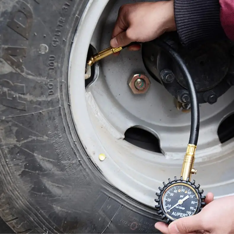 Портативный ABS металл 100PSI указатель точности в стиле автомобильных шин манометр метр автомобильных шин короткое давление измерительный клапан