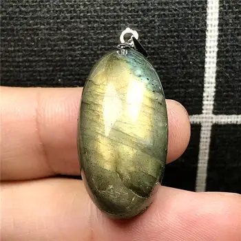 

Top Natural Yellow Light Labradorite Pendant Jewelry For Women Lady Man Crystal 27x14x10mm Beads Egg Shape Moonstone Stone AAAAA