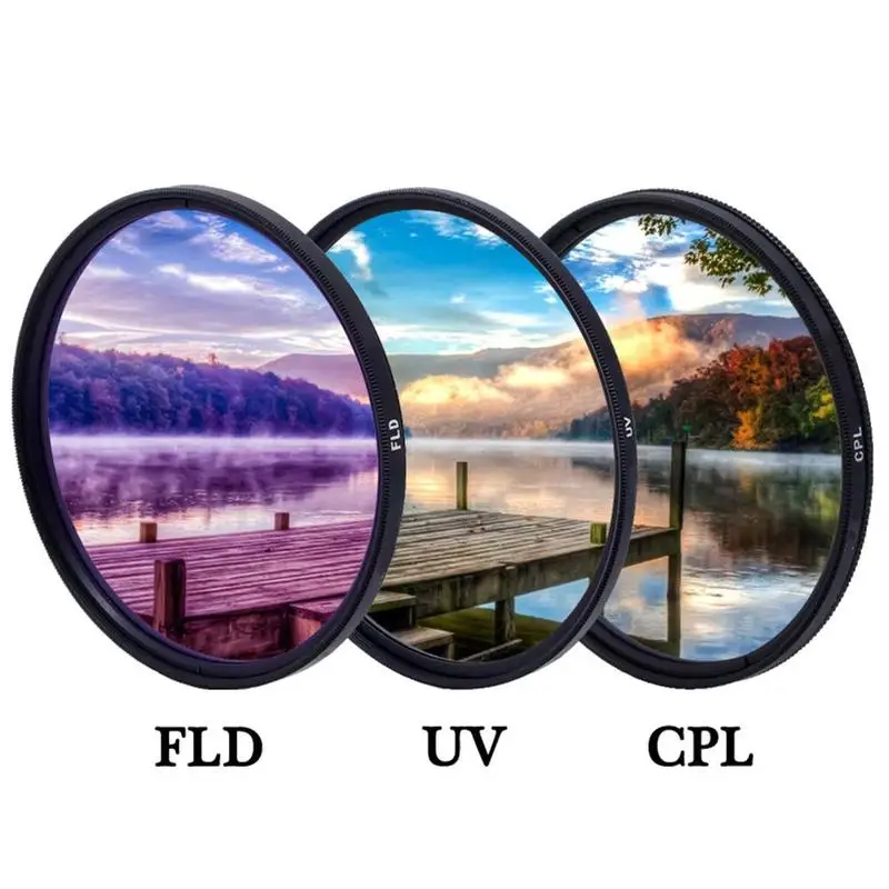 Набор объективов 49-77 мм UV+ CPL+ FLD 3 в 1 с сумкой для Canon Nikon sony Pentax