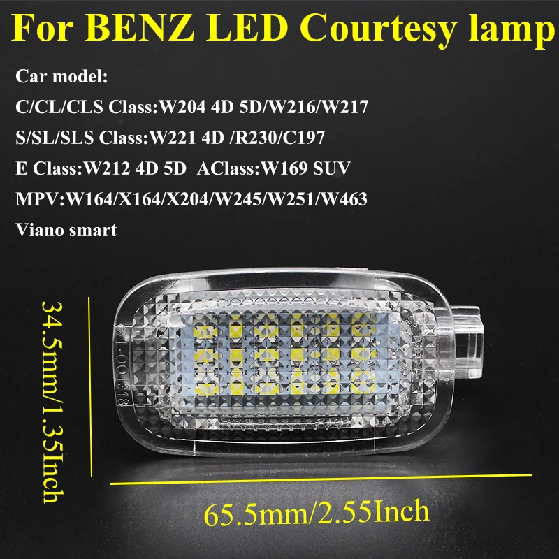 2 шт. светодиодная подсветка под дверь Footwell для зеркала багажа Benz W204 W216 W212 C207 X204 GLK