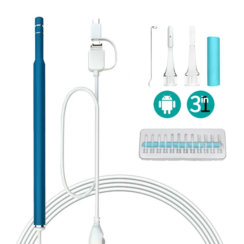 New 5.5mm Three In One Ear Scoop Visual Ear Endoscope Ear Digging God Ear Canal Endoscope 1m Medical LED Lamp Lighting New 5.5mm Three In One Ear Scoop Visual Ear Endoscope Ear Digging God Ear Canal Endoscope 1m Medical LED Lamp Lighting