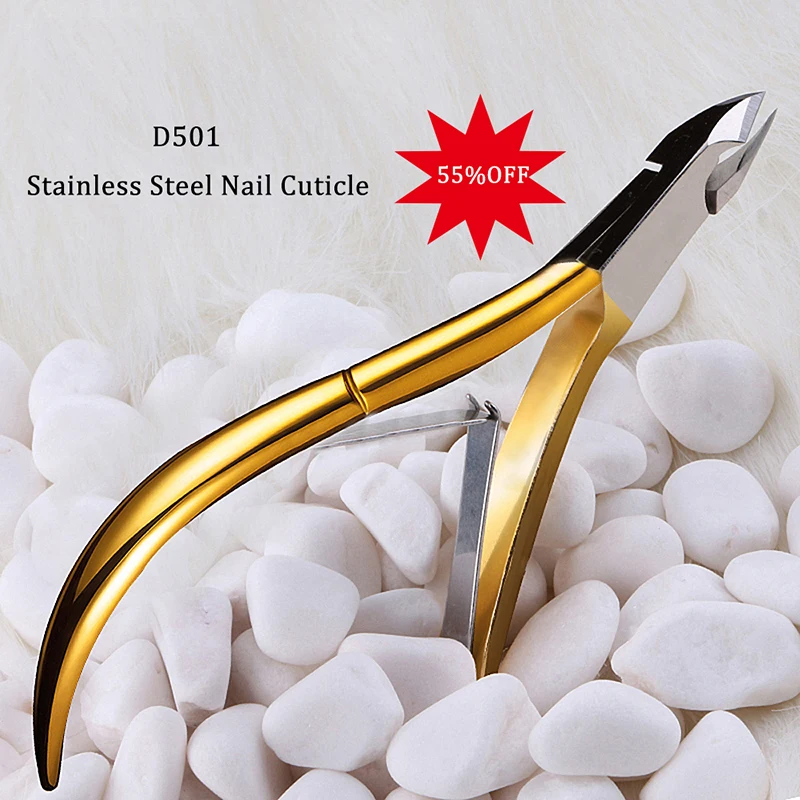 

D501 Cuticle Scissors High quality Nail Stainless Steel Nipper Clipper Art Tool Golden Handle Vietnamese Cutter Tool