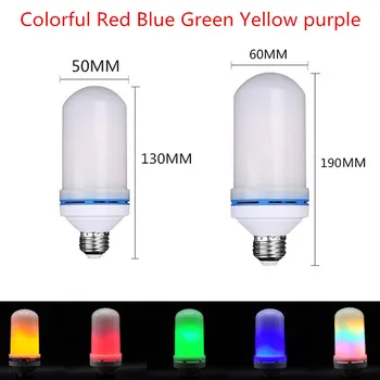 

LED E27 AC85V~265V red blue green yellow purple Colorful 7W Effect Fire Light Bulb SMD 2835 Flickering Emulation LED Flame Lamp