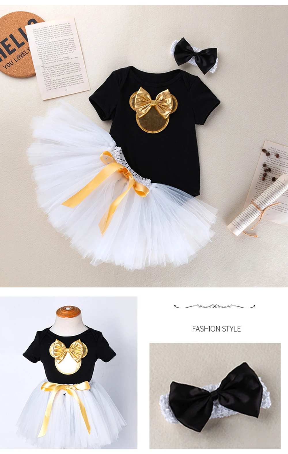 Summer Children's Wear Baby Short Sleeve Cartoon Clothes Climbing Clothing Mesh Handmade Skirt Head Wear Three Pieces Tutu Dress