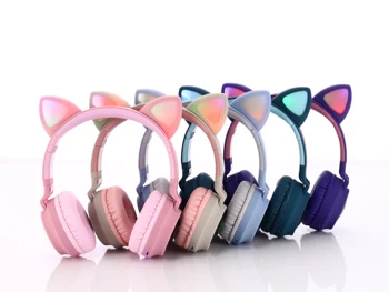 

Cat Ears Cute Wireless Bluetooth Headband Game Headphone Led Light For Grils Gift Bt 5.0 Headset Beauty Bluetooth Headphone
