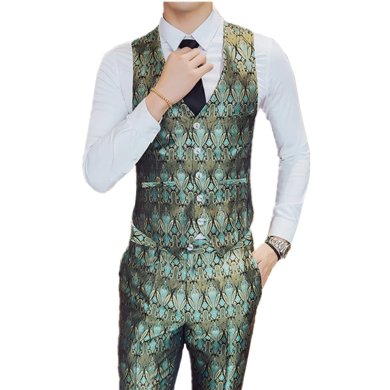 Spring and Autumn Mens Flower Vest With Pants High Quality Waistcoat Vests Can Be Sold Separately | Мужская одежда