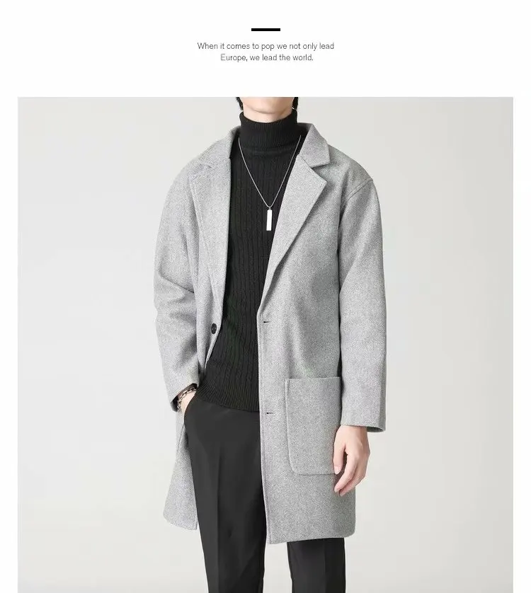 New British Style Solid Mid-length Men Wool Woolen Jacket Mens Slim Fit Trench Coat Business Overcoat 12 H277d2511b4f140d49327e5fd1ab318e5z