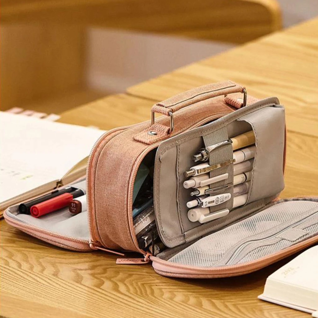 Large Pencil Case Double Zipper Pencil Case Pouch Organizer with Mesh Pocket