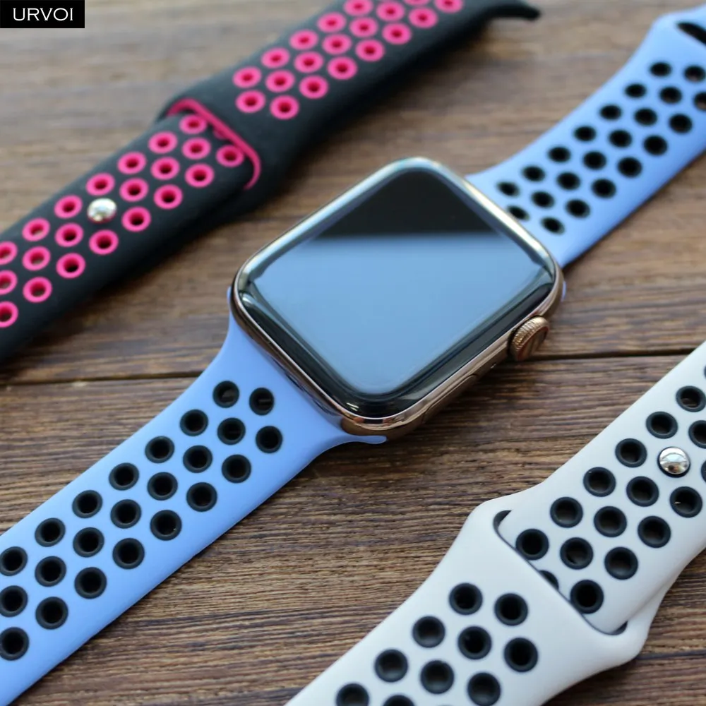 Спортивный ремешок URVOI для Apple Watch силиконовый iwatch дышащие новые цвета 38/40 42/44 мм 5 4