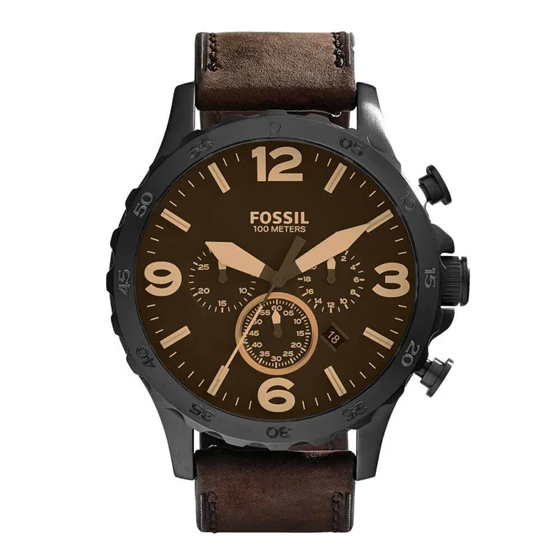 

Men's Nate Quartz Stainless Steel with Brown Leather Strap Brand Luxury Casual Watch for Men JR1487