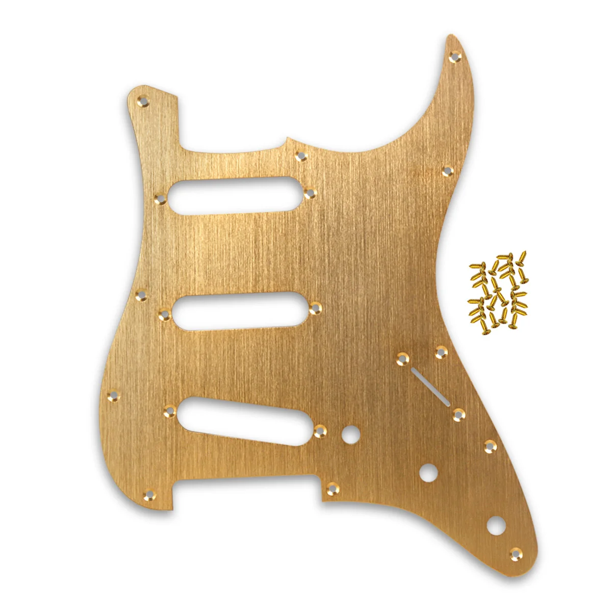 

FLEOR Gold Metal Pickguard 11 Hole SSS Electric Guitar Pick Guard Scratch Plate with Screws for Strat Guitar Parts