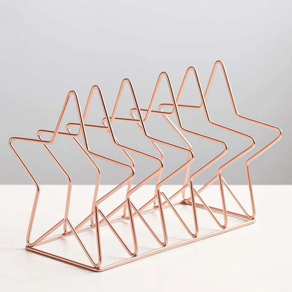 Metal Craft Five-Pointed Star Shape Desktop File Rack File Sorter Organizer for Magazines Newspapers Documents Mails Storing