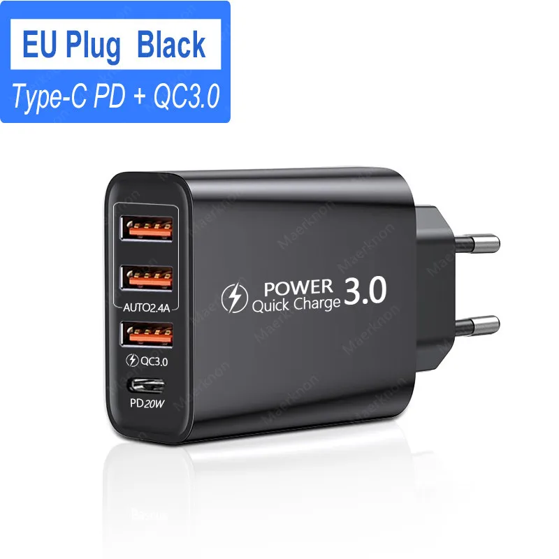 65w charger usb c 30W PD USB Charger 4 Ports QC3.0 Type C USB-C Fast Charger for iPhone 12 Samsung Xiaomi Mobile Phone Charger Quick Charge 3.0 usb c 5v 3a Chargers