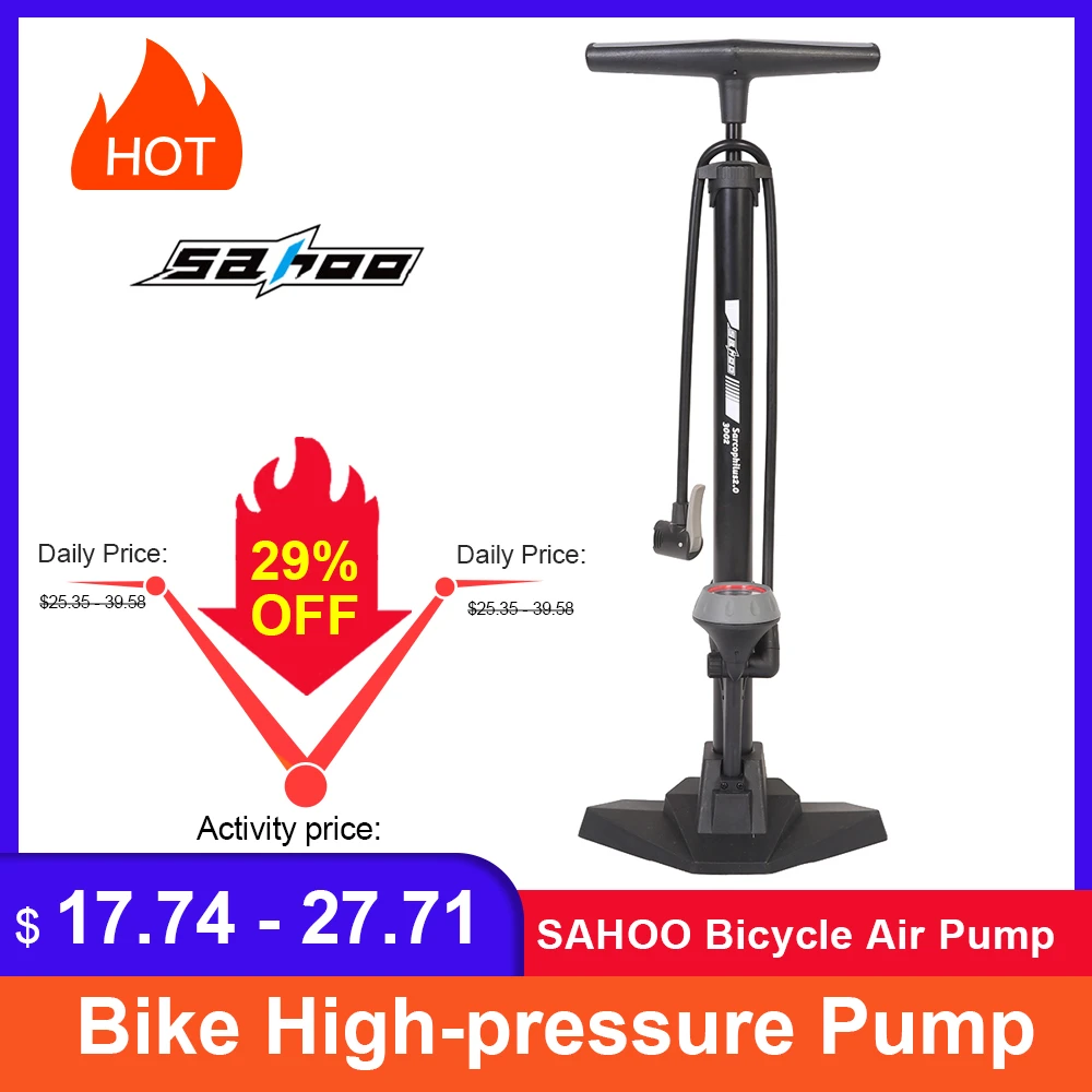 Sahoo منفاخ هواء للدراجة مضخة ضغط عالي منفاخ أرضي ملحقات ركوب الدراجات Bicycle Air Cycling Inflatorbicycle Air Pump Aliexpress