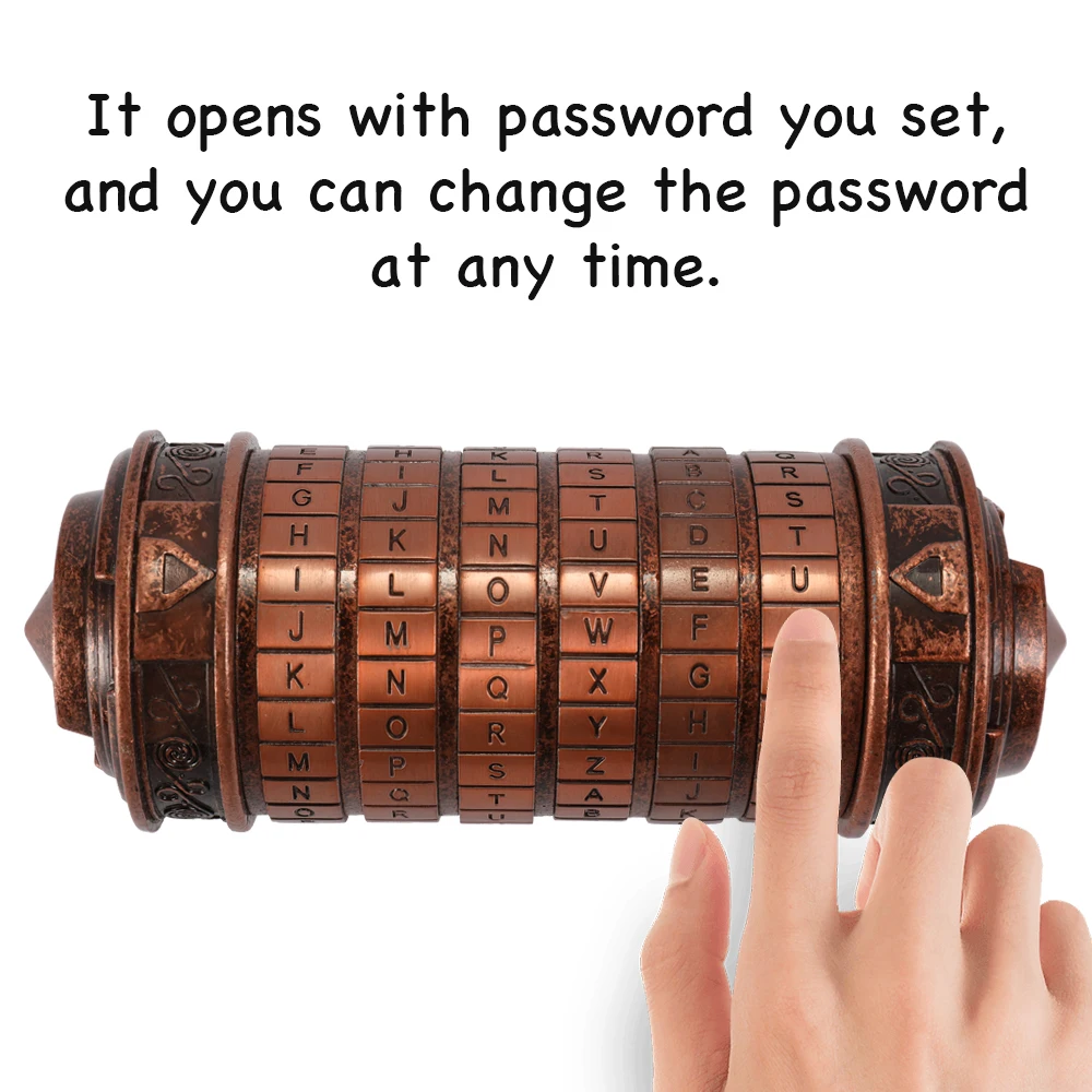 

Letter Password Combination Lock Retro Birthday Valentine Gift Box Cylinder Lockbox Da Vinci Code Alphabet Lock Storage Lock Box