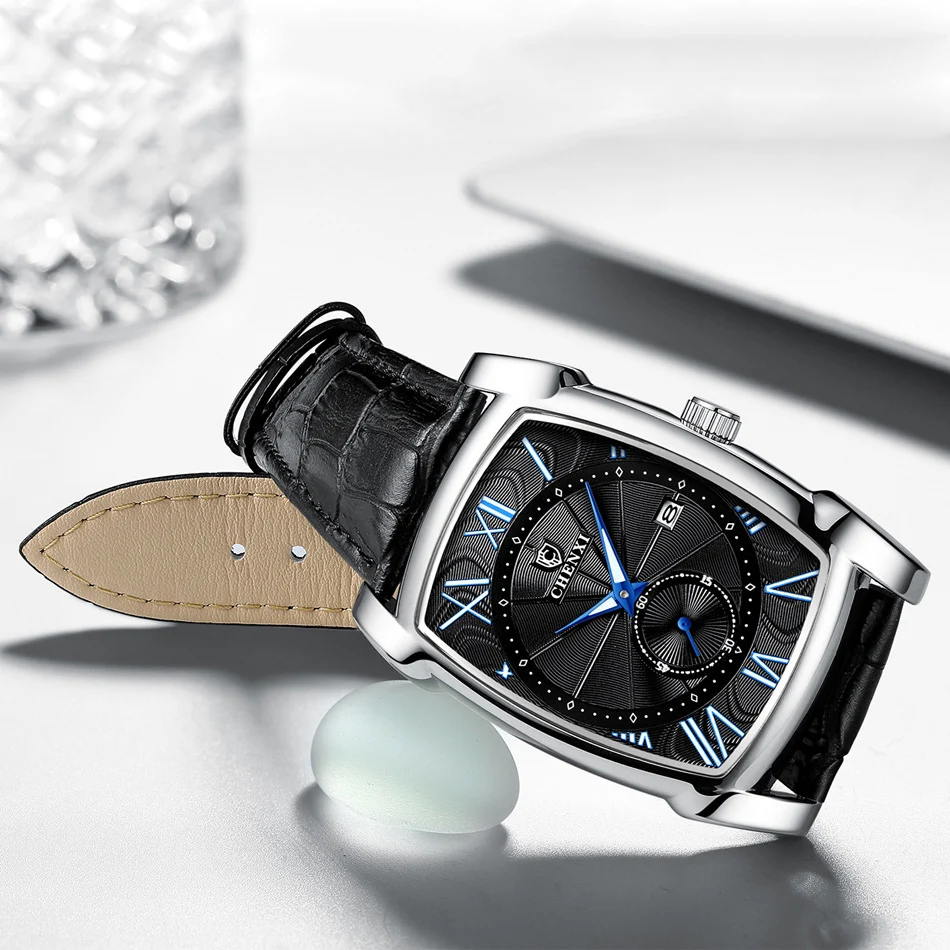 Ceny Benyar kwadratowy mężczyzna zegarka biznes wodoodporny skóra quartz zegarek na rękę mężczyźni zegar mężczyzna Relogio Masculino hodinky erkek kol saati