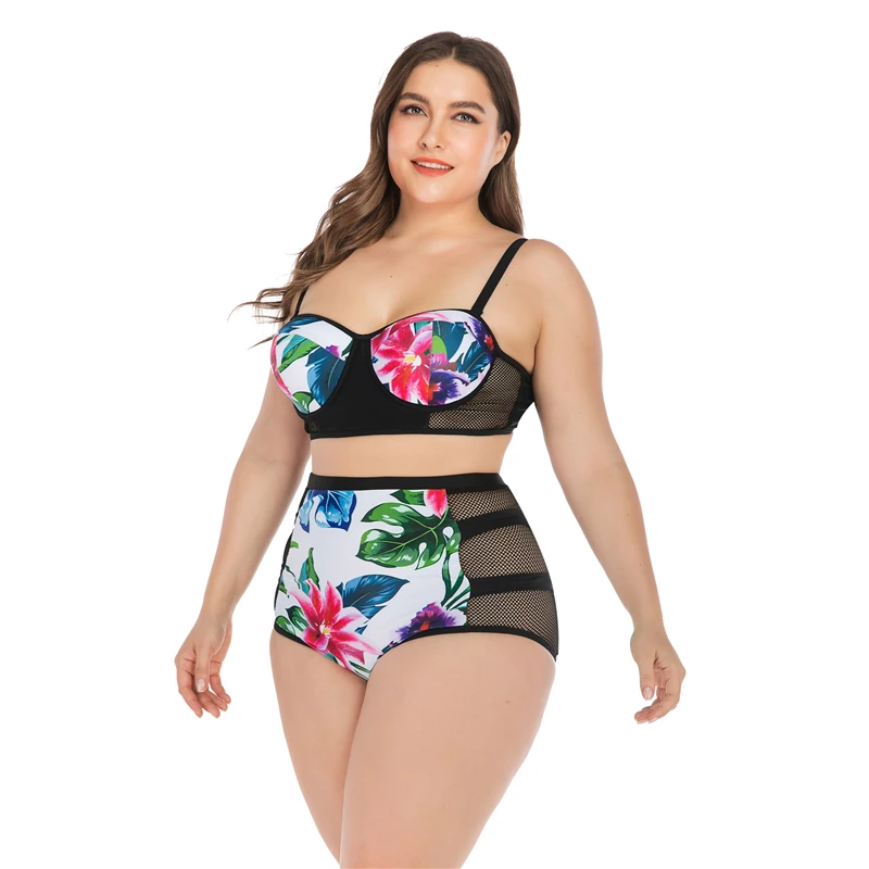 

Push Up High Waist Bikinis Women 2019 Printed Plus Size Swimsuit Swimwear Women Swimming Bathing Suit Large Size Bikini Set