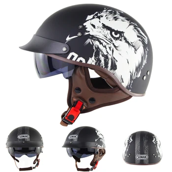 

Kask Motor Helmets Motorcycle Helmet DOT Approved For Soman SM202 Half Face Retro motorbike casco capacete moto